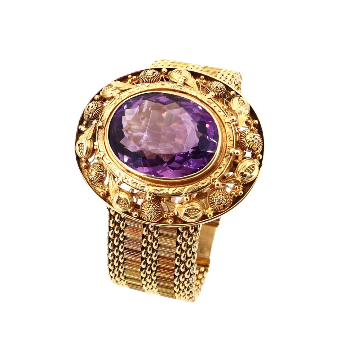 Antique 14kt yellow Gold Bracelet with 34.50 Carats Amethyst (1 of 10)