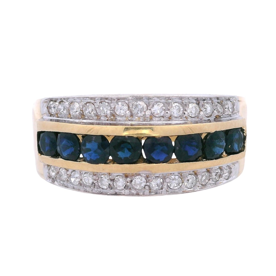 18kt Gold Cocktail Ring with Diamonds & blue Sapphires (1 of 7)