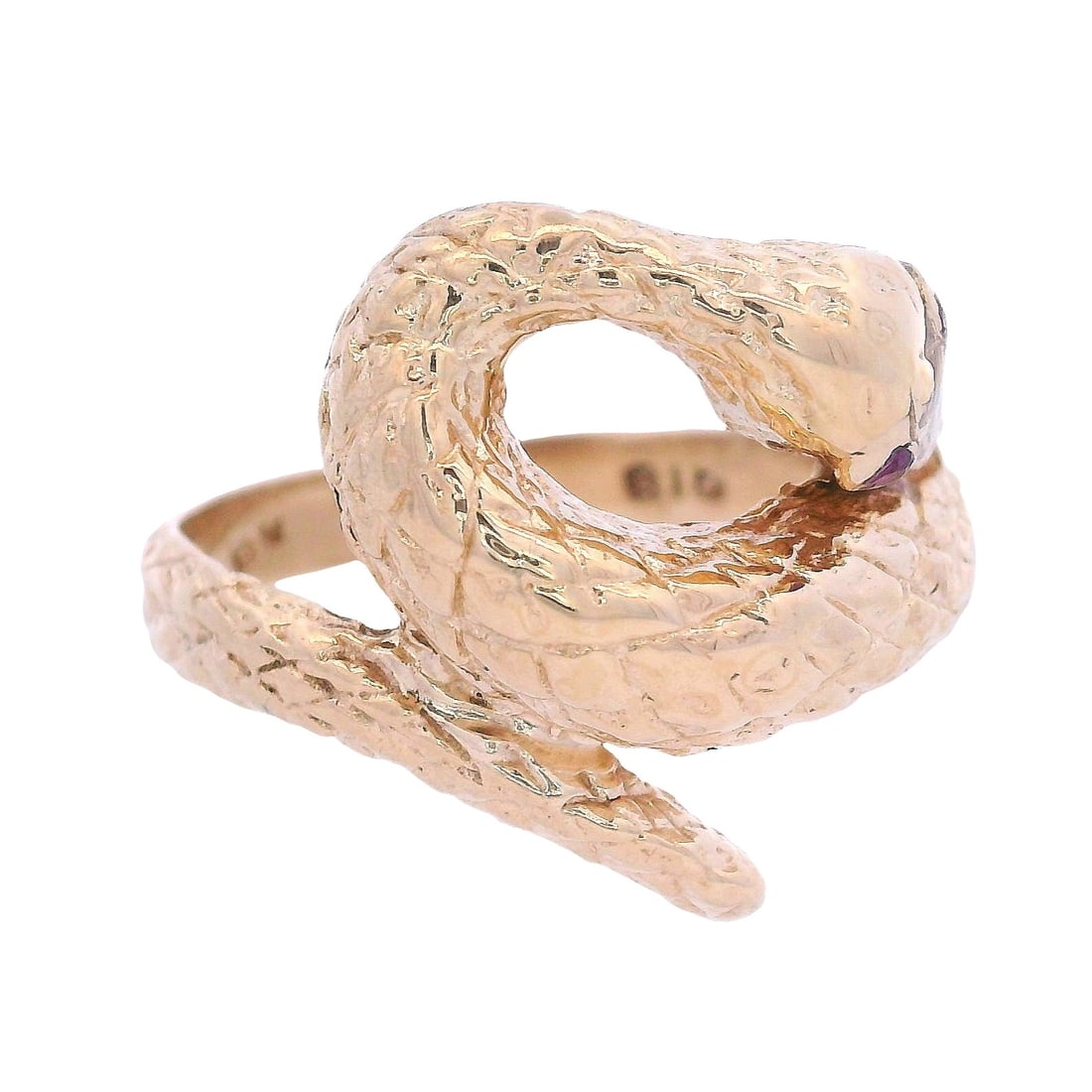 10kt yellow Gold Snake Ring with Rubies (1 of 6)