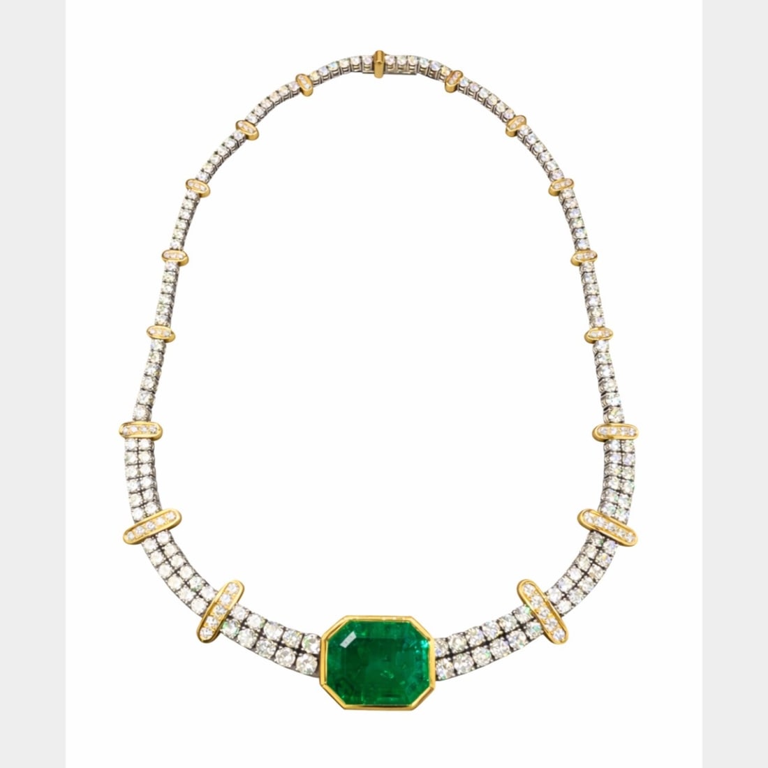 GUBELIN 18K Yellow & White Gold Colombian Emerald and Diamond Necklace (1 of 5)