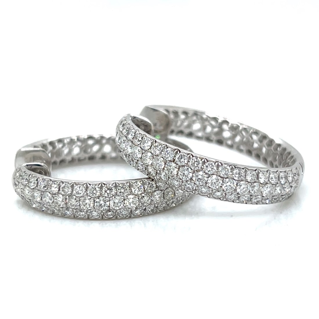 18K White Gold Diamond Hoop Earrings (1 of 3)