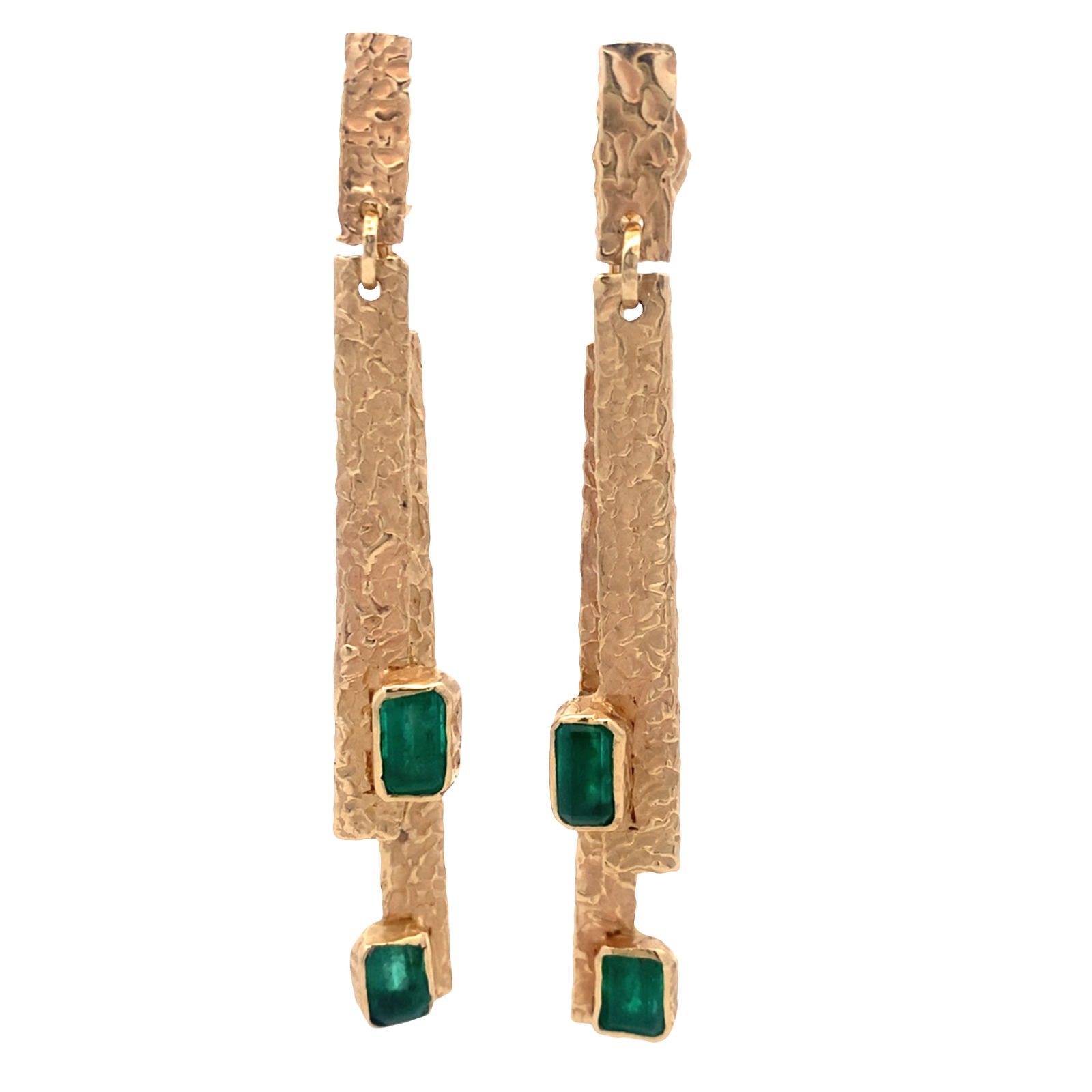 Elizabeth Lock 18kt yellow Gold Dangle Earrings with Emerald (1 of 7)