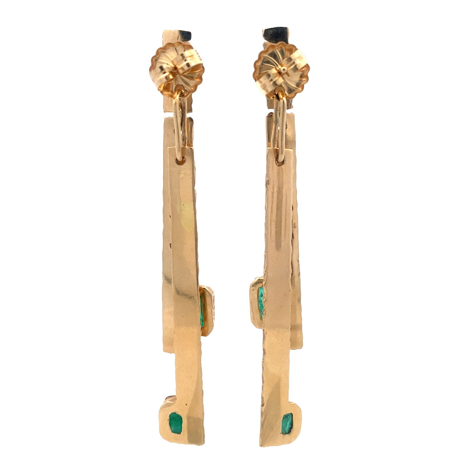 Mid-Century sculptural 14kt yellow Gold Earrings with Emeralds (1 of 6)