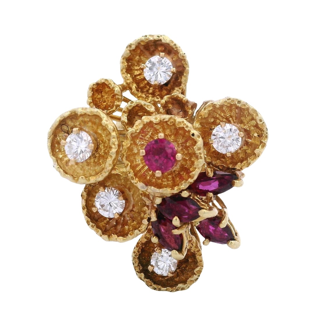 Mid-Century 18kt yellow gold Ring with Rubies & Diamonds (1 of 7)