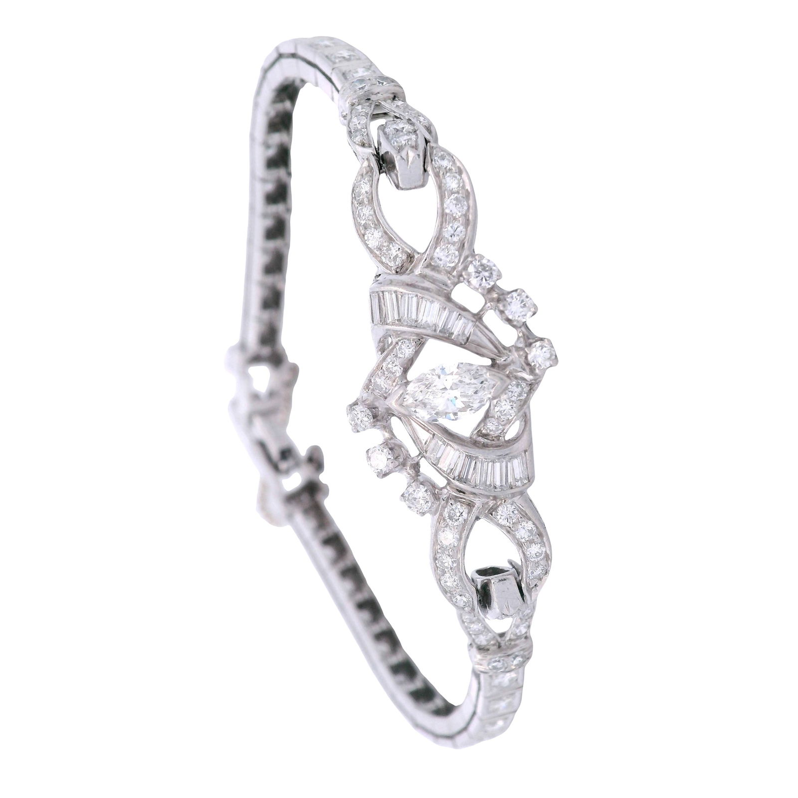 Art Deco Platinum Bracelet with 3.75 Cts Diamonds (1 of 6)