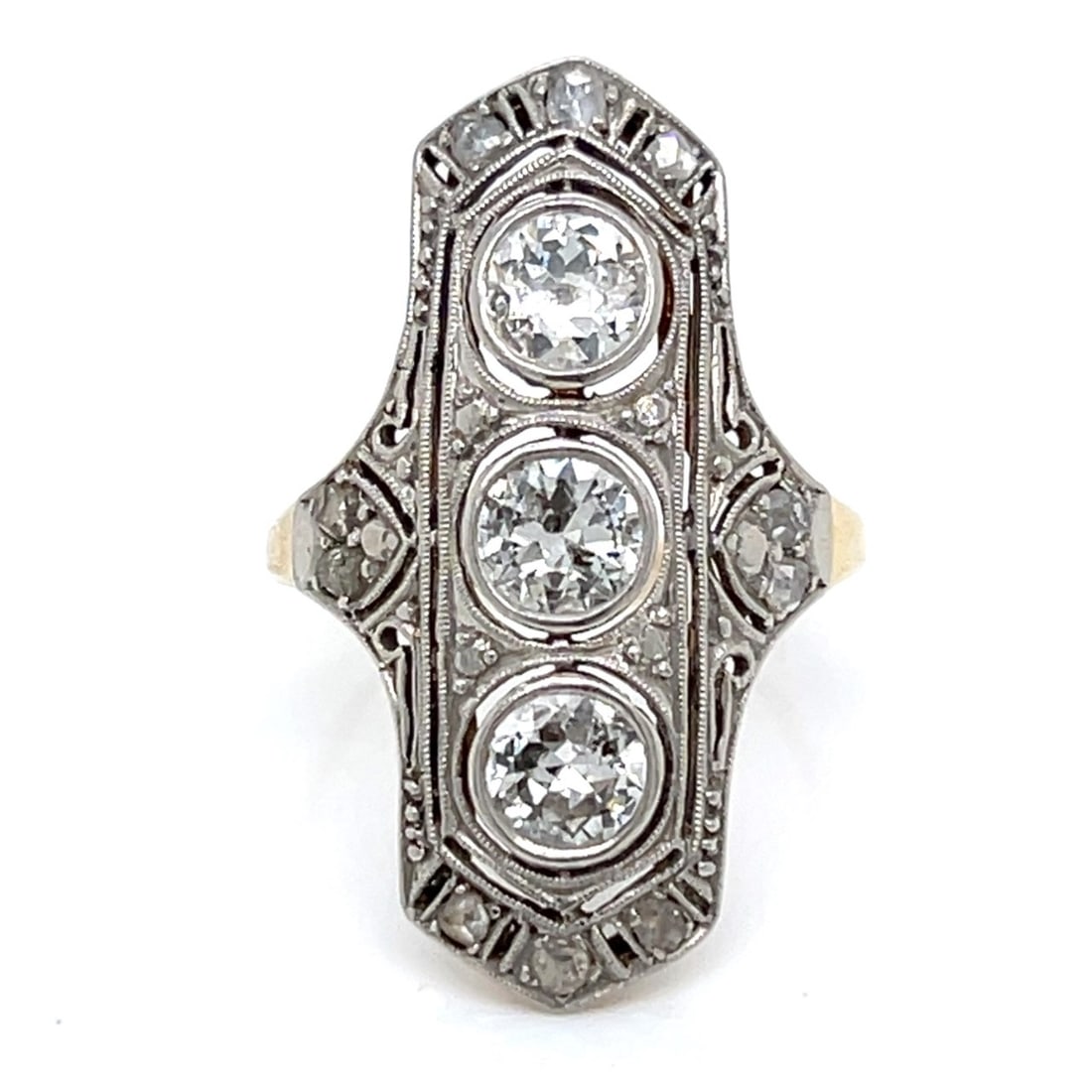 Victorian 14K Yellow Gold & Platinum 1.50 Ct. Diamond Ring (1 of 4)