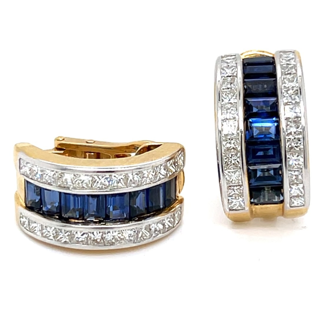 18K Yellow Gold Earrings with 8.30 CTW in Sapphires & Diamonds (1 of 4)