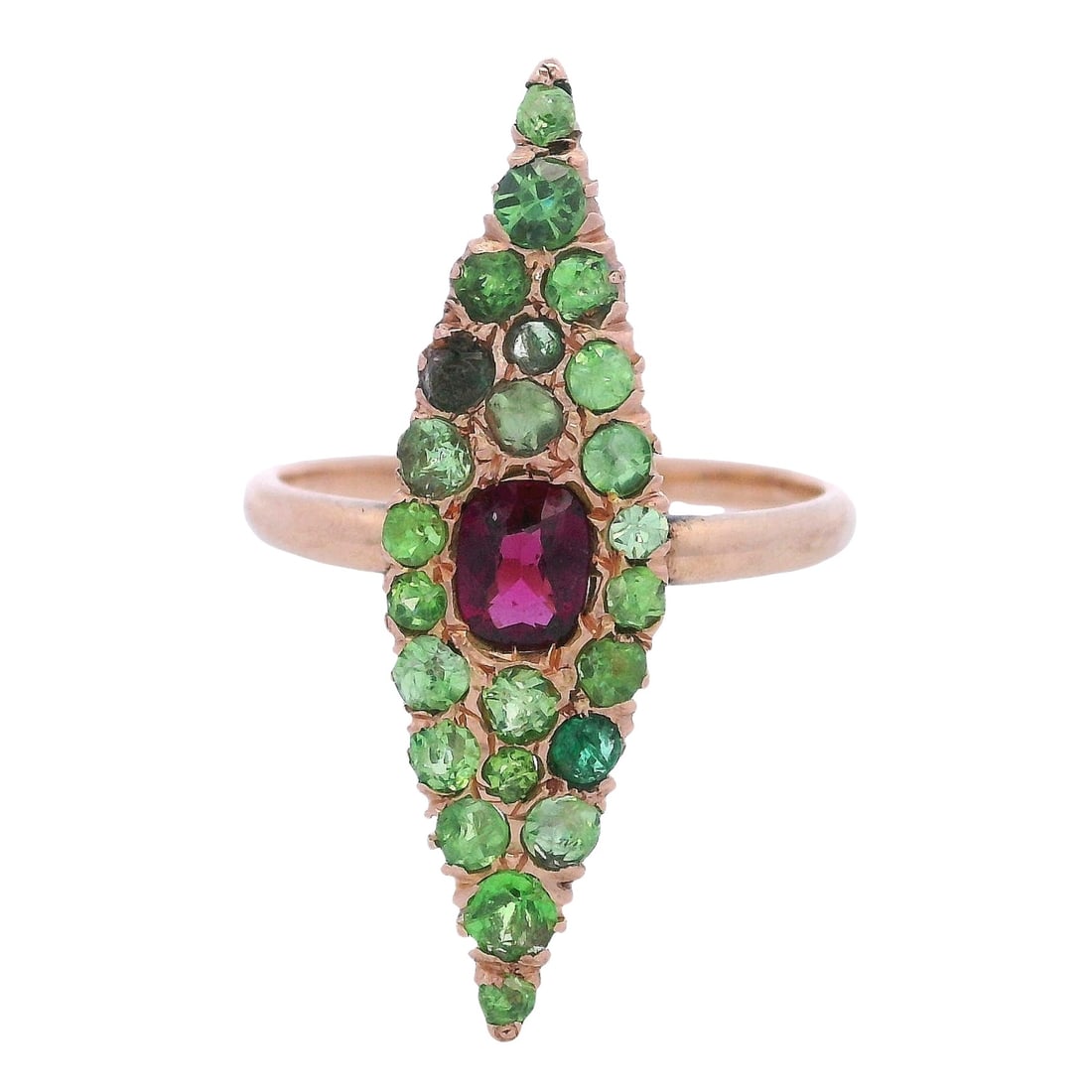 Victorian 18K Yellow Gold Ruby & Garnet Ring (1 of 8)