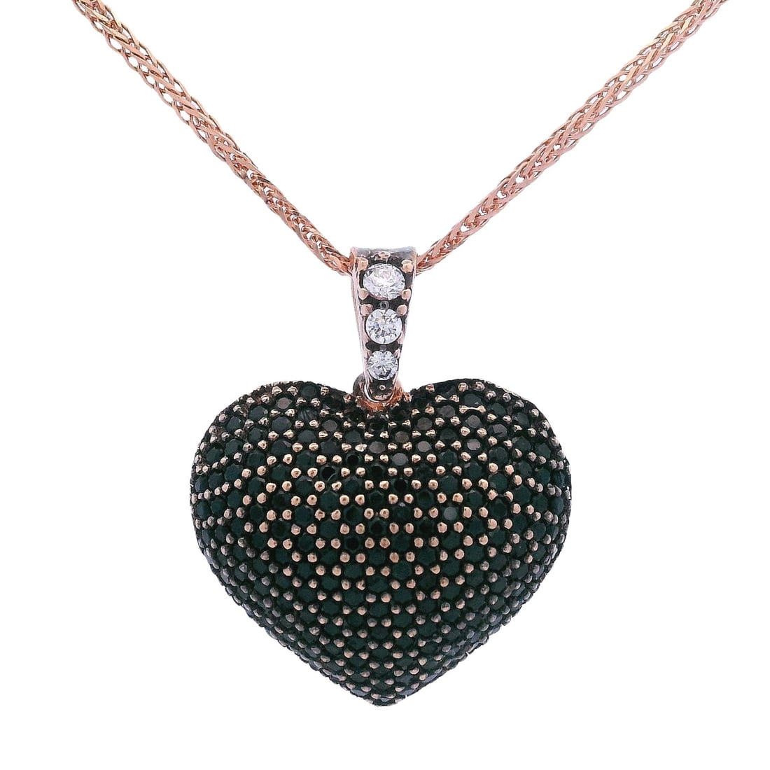 14kt Rose Gold Heart Pendant Necklace with Diamonds (1 of 3)
