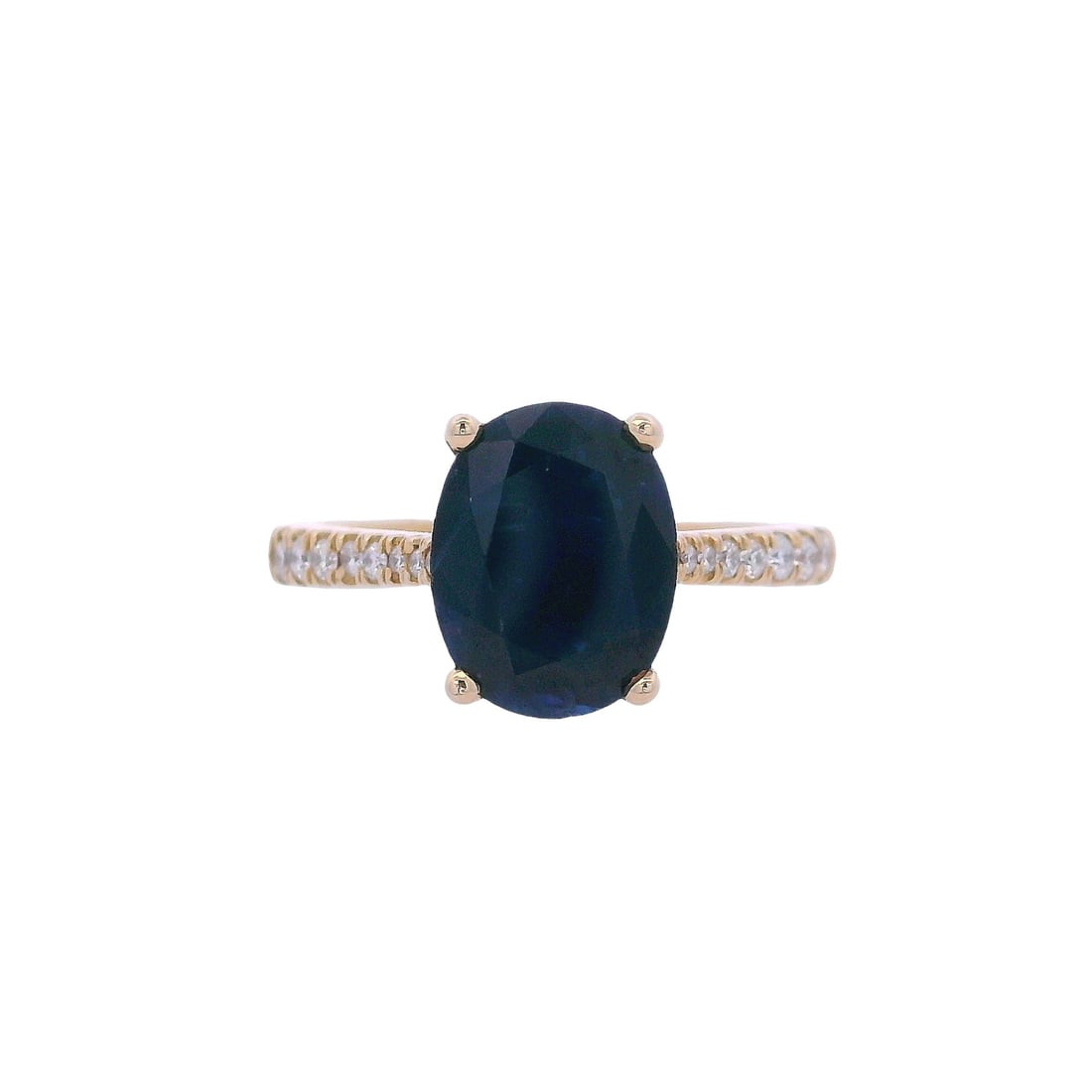 14kt yellow Gold Engagement Ring with Blue Sapphire & Diamonds (1 of 7)