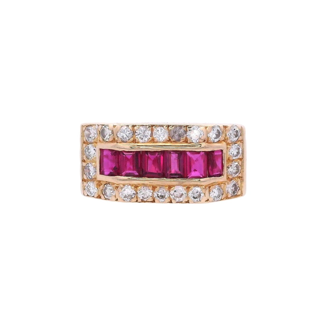 14kt yellow Gold Cocktail Ring with Rubies & Diamonds (1 of 7)