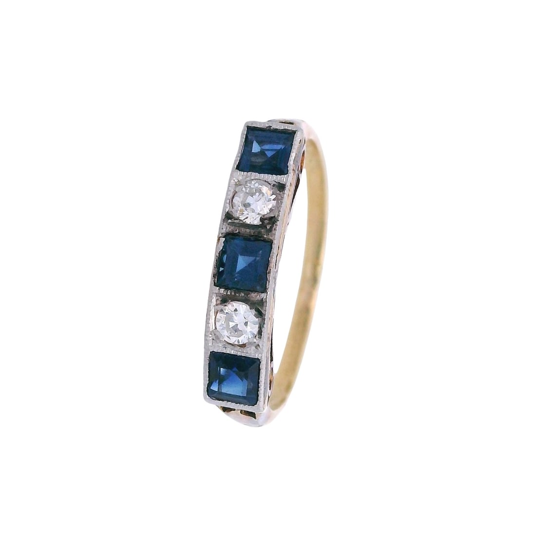 Antique 18kt yellow Gold with Blue Sapphires & Diamonds (1 of 7)