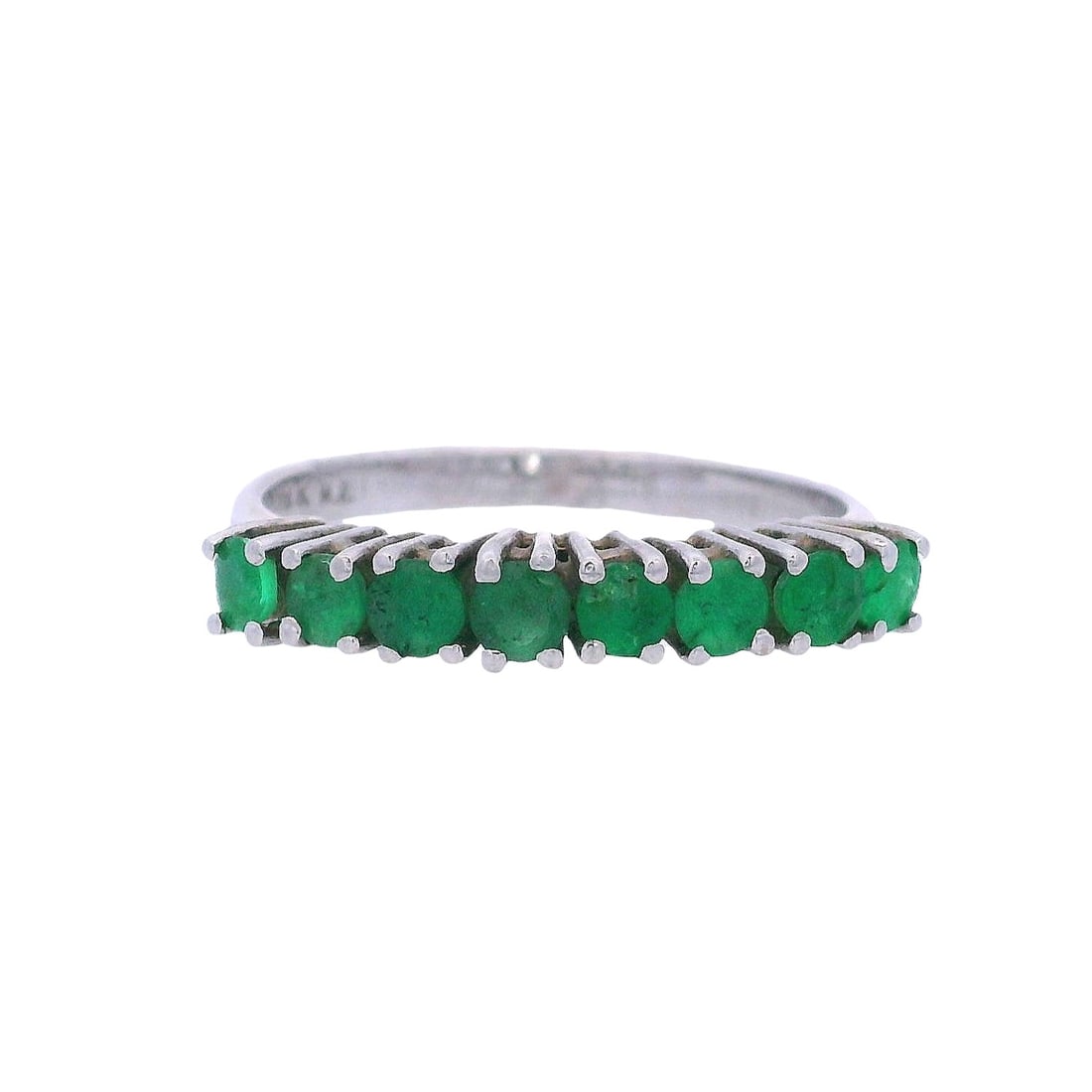 18kt white Gold Half Eternity Ring with Emeralds (1 of 7)
