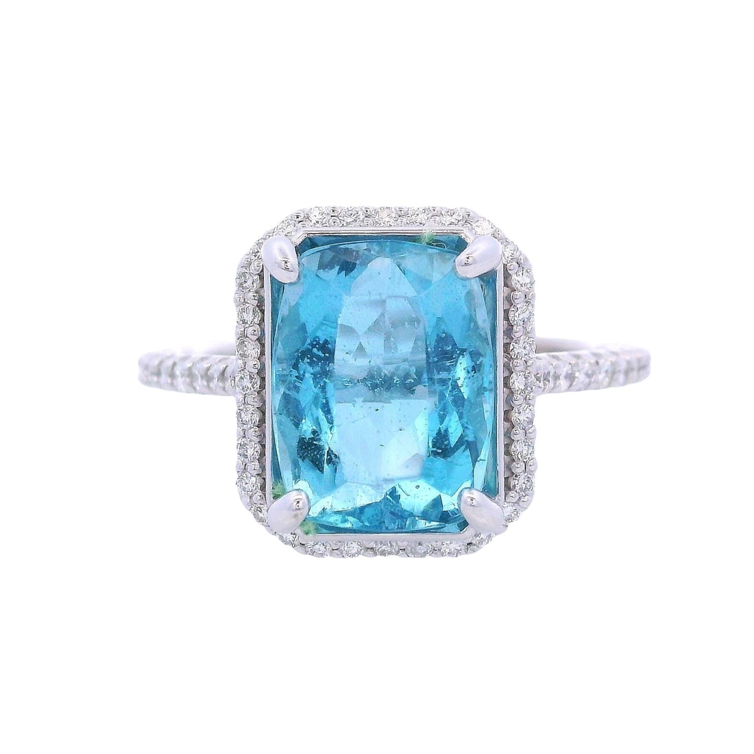 14kt white Gold Engagement Ring with Aquamarine and Diamonds (1 of 7)