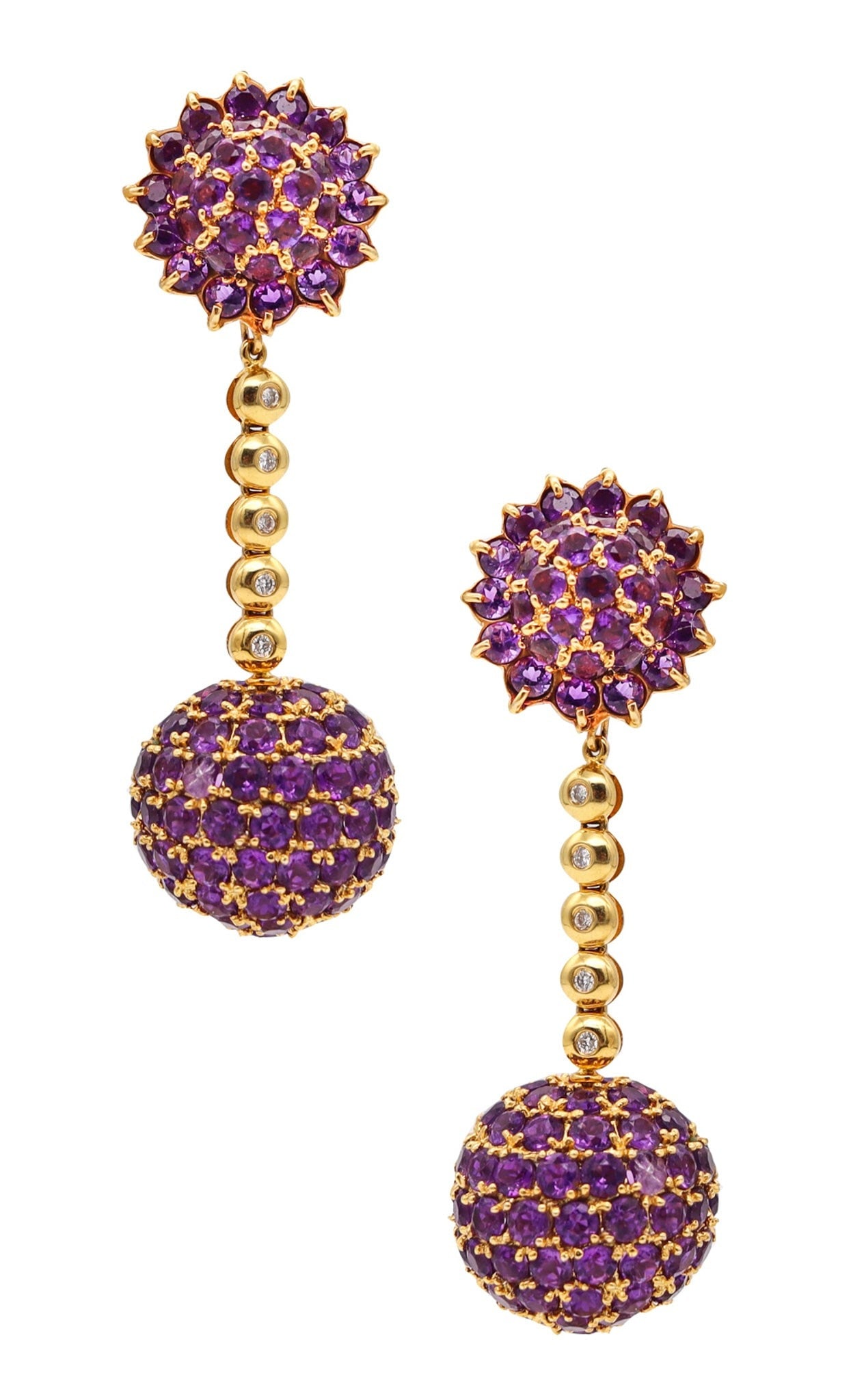 Salavetti Dangle Drops Convertible Earrings In 18Kt Gold With 24.55 Ctw In Amethyst. (1 of 7)