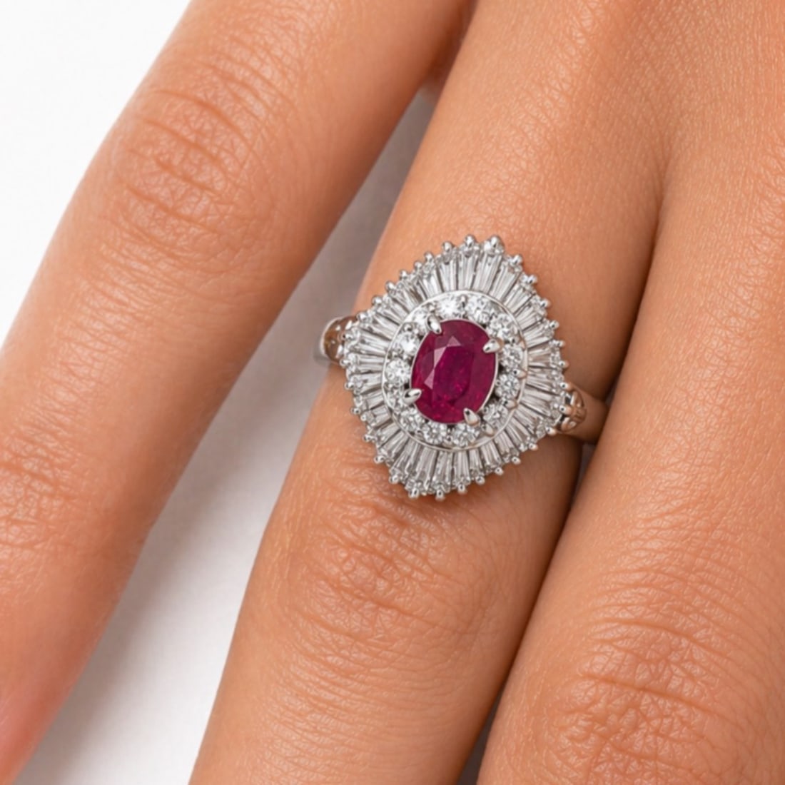Platinum Ruby & Diamond Ring - 2