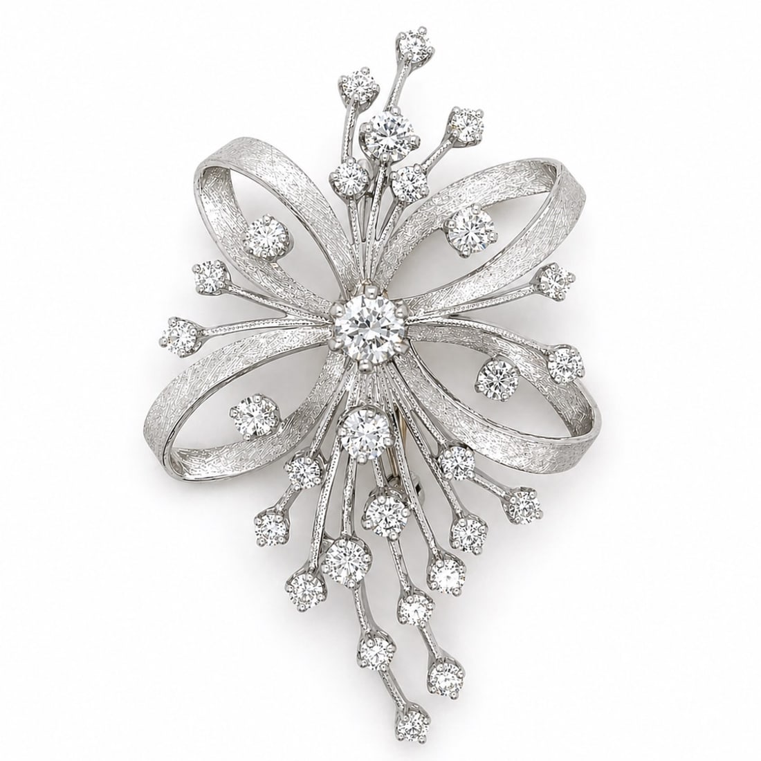 Art Deco Platinum Diamond Brooch (1 of 4)