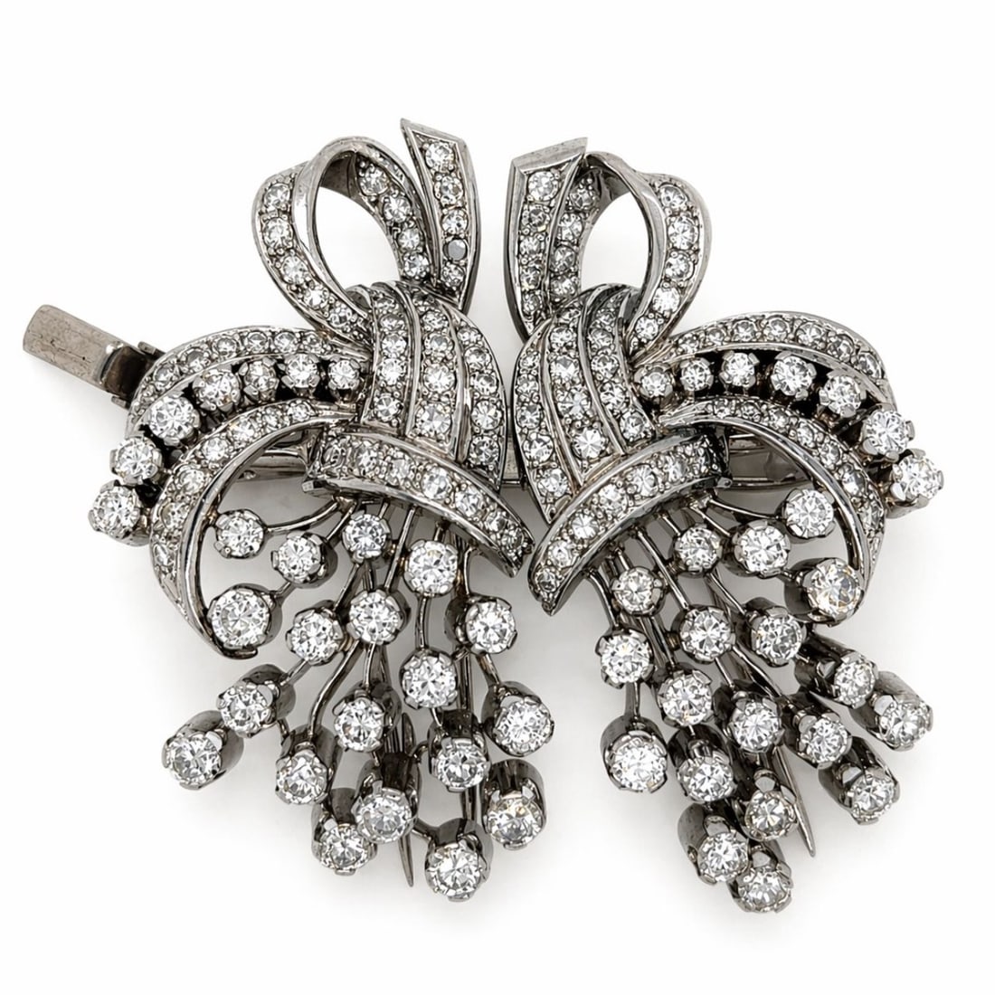 Art Deco Platinum Diamond Clips/Brooch (1 of 3)