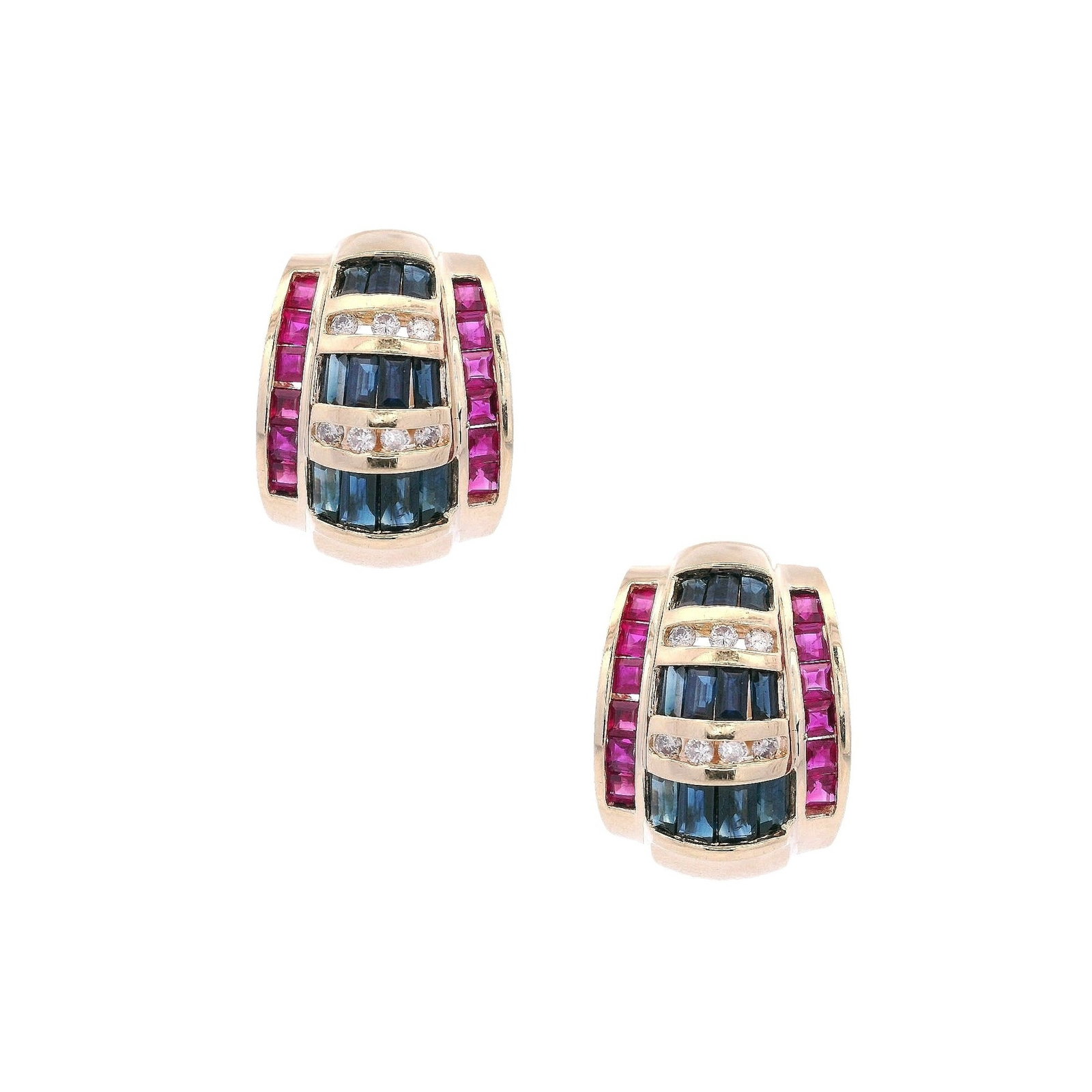 14kt Gold Earrings with Diamonds, Sapphires & Rubies (1 of 4)