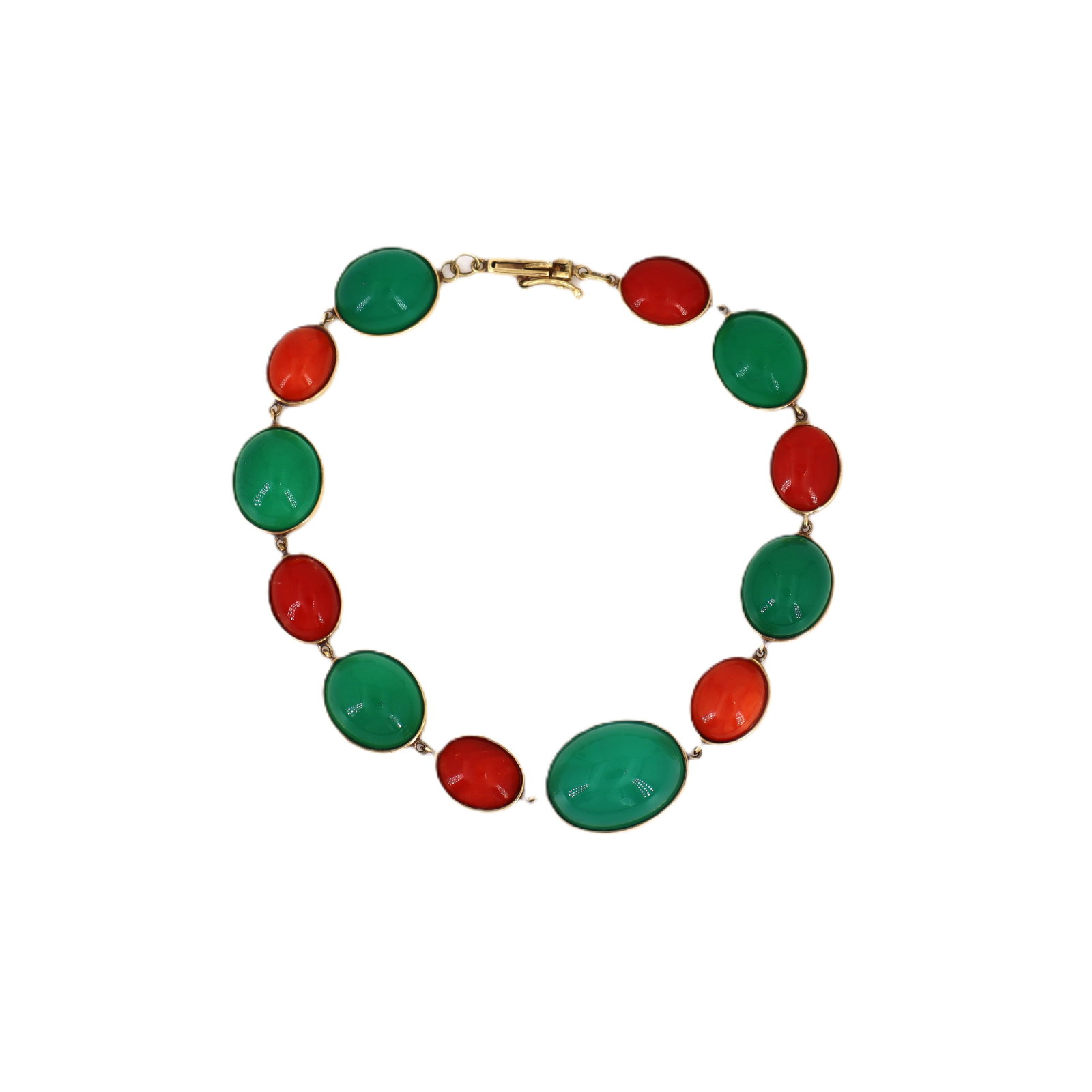 18kt yellow Gold Bracelet with Corals and Chrysoprase (1 of 4)