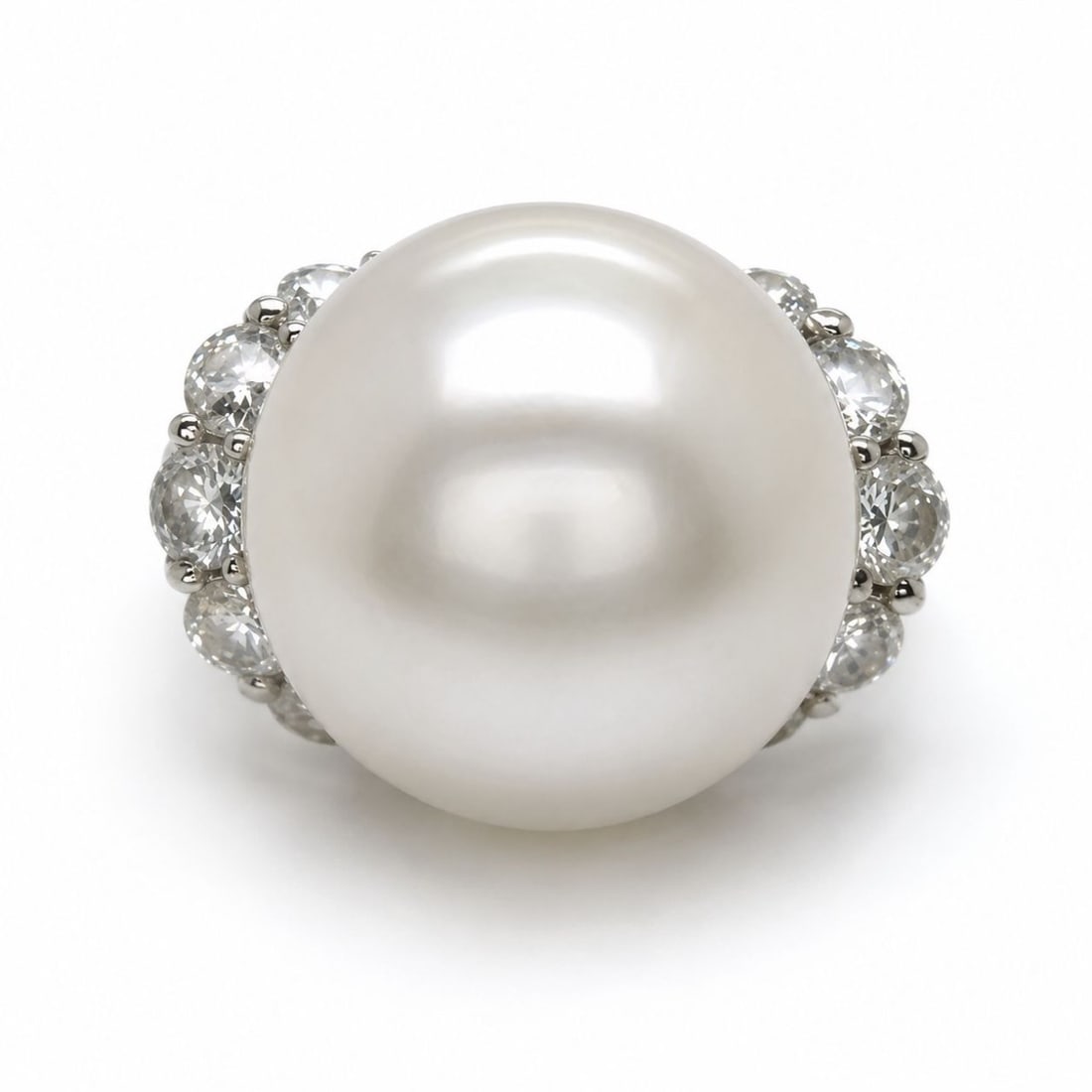 Platinum Ring with 1.55 CTW in South Sea Pearl & Diamond (1 of 4)