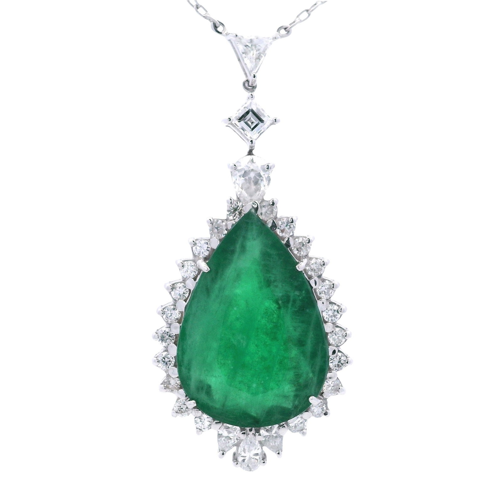 18K White Gold Necklace with 13.00 CTW in Emerald & Diamond (1 of 4)