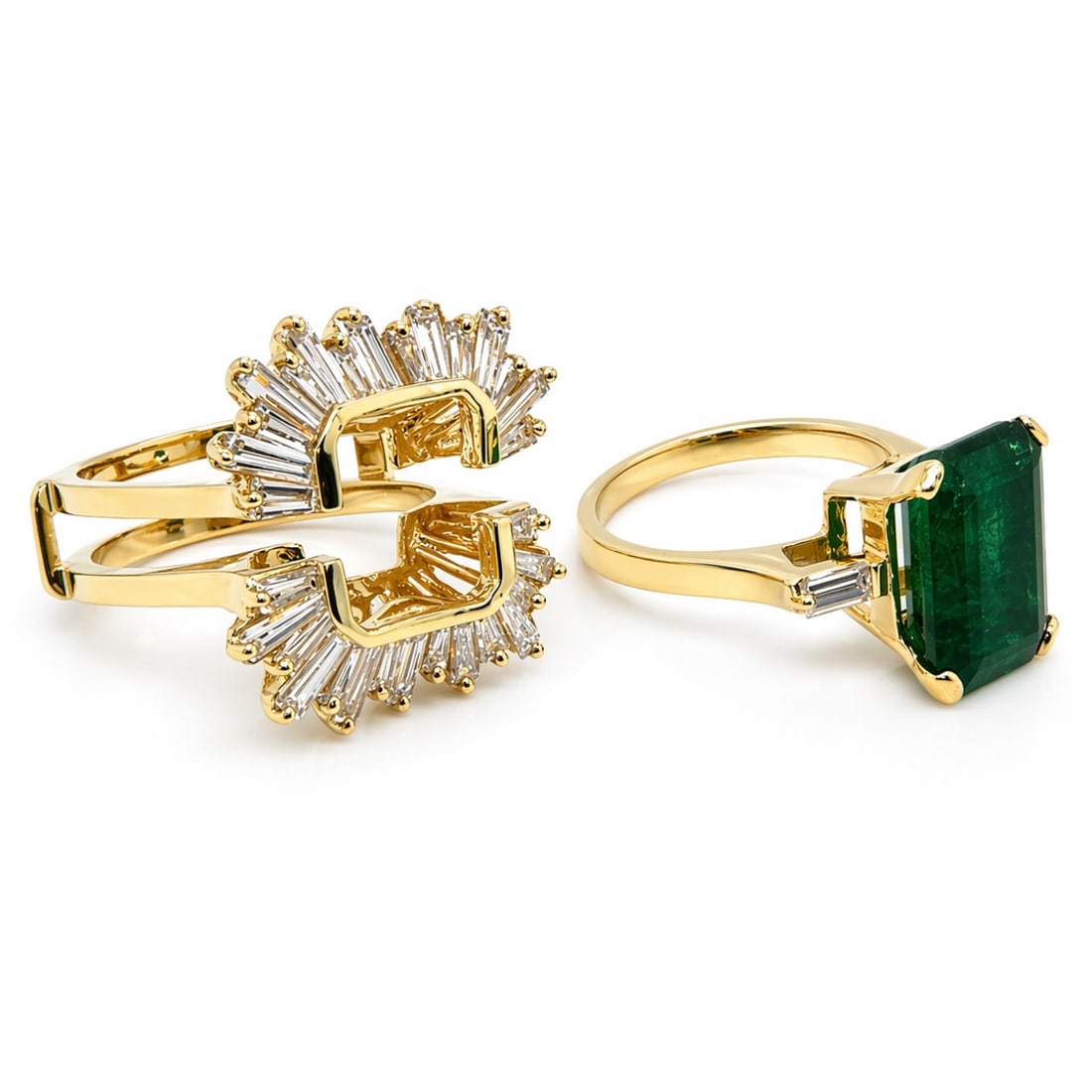 18K Yellow Gold Ring Set with 8.30 CTW in Emerald & Diamond (1 of 5)