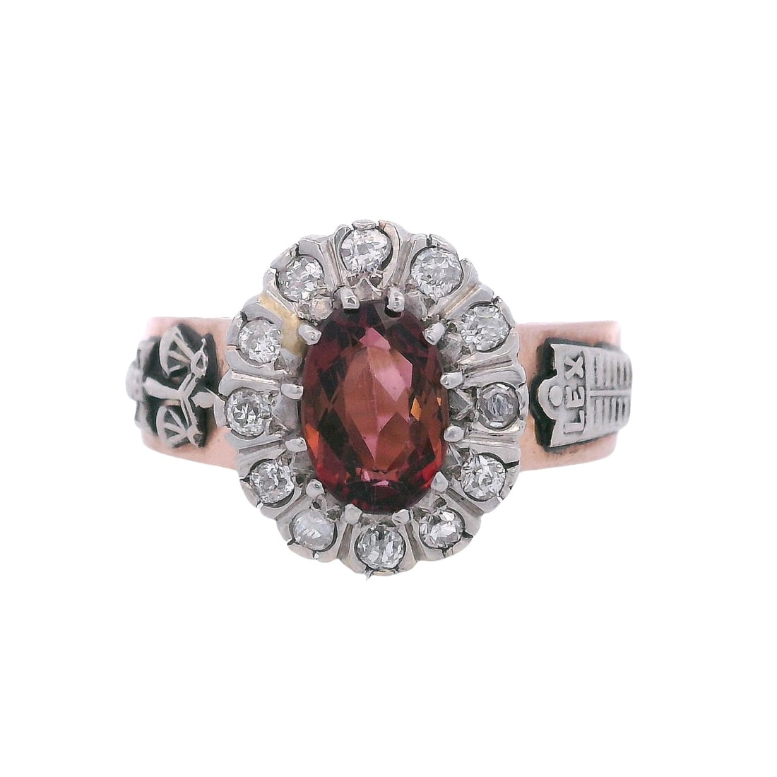 Vintage 18kt Gold & Platinum Garnet & Diamond Ring (1 of 7)