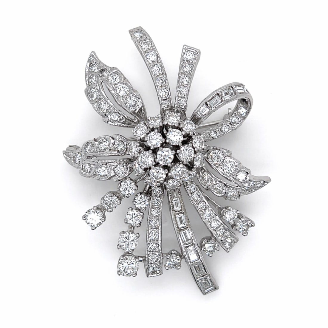Art Deco Platinum Brooch with 4.60 CTW in Diamond (1 of 4)