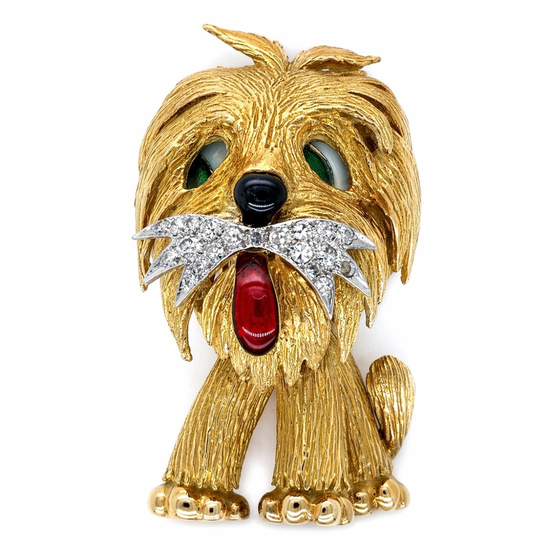18K Yellow Gold Dog Brooch with 0.50 CTW in Diamond (1 of 3)