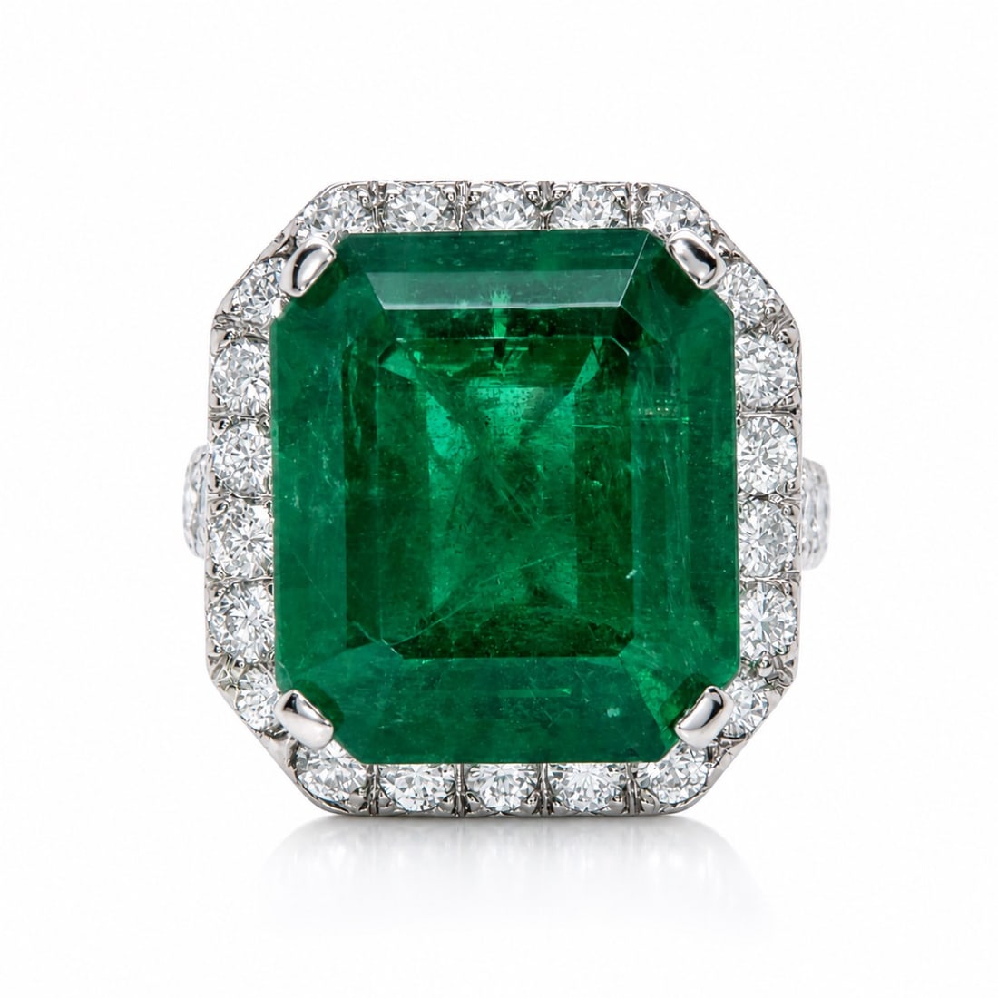 18K White Gold Ring with 17.32 CTW in Emerald & Diamond (1 of 5)