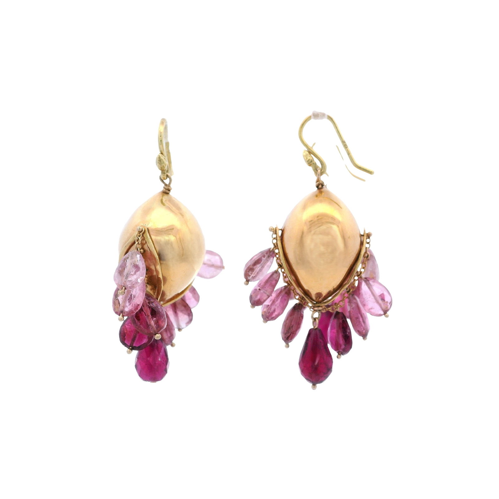 18K Yellow Gold Dangling Earrings with 20.00 CTW Pink Tourmaline (1 of 7)