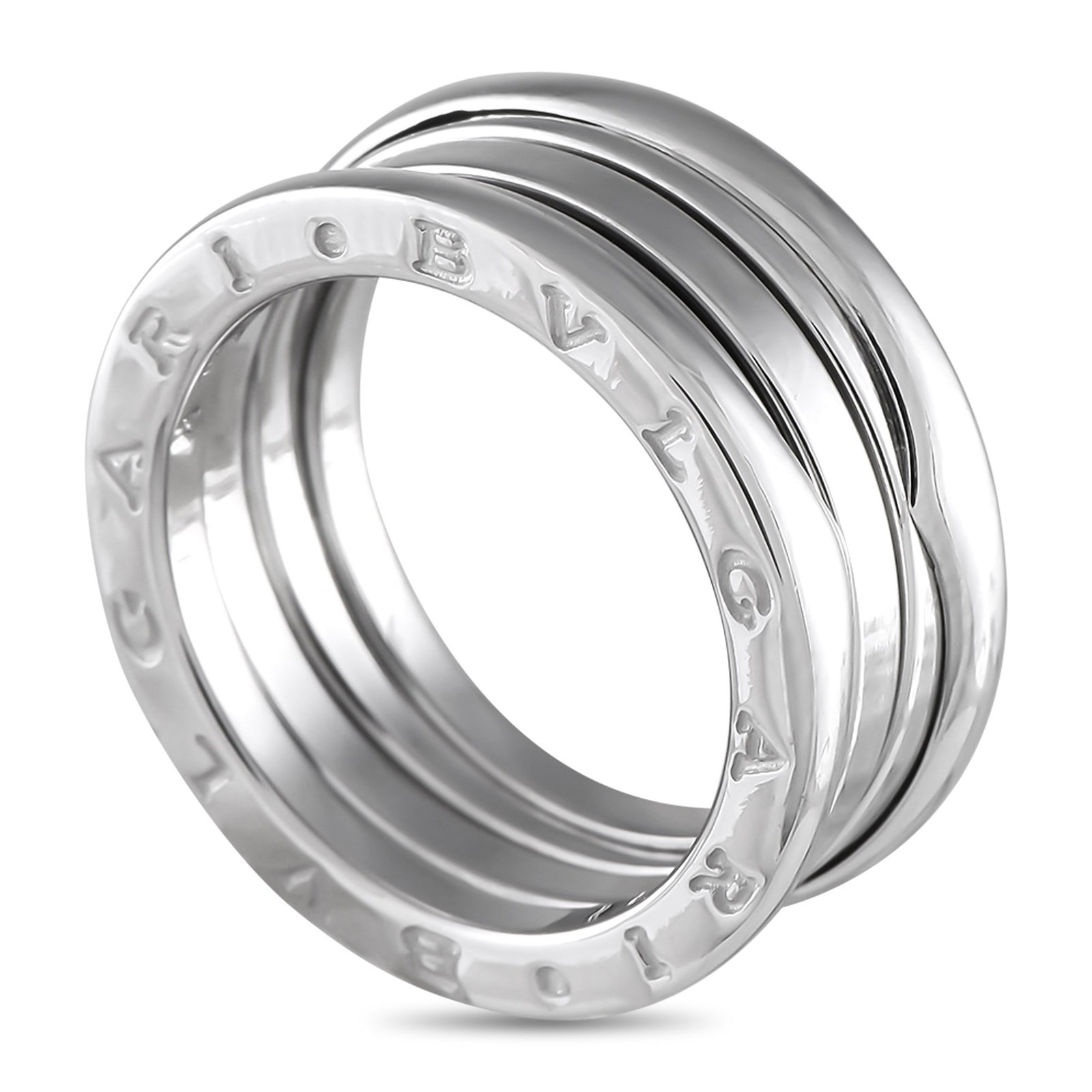 Bvlgari B.zero1 18K White Gold Ring: Clean lines and contemporary minimalism make this Bvlgari B.Zero1 ring an iconic piece that will accompany you anywhere. Crafted from 18K White Gold, the collections signature spiral detail at the cen
