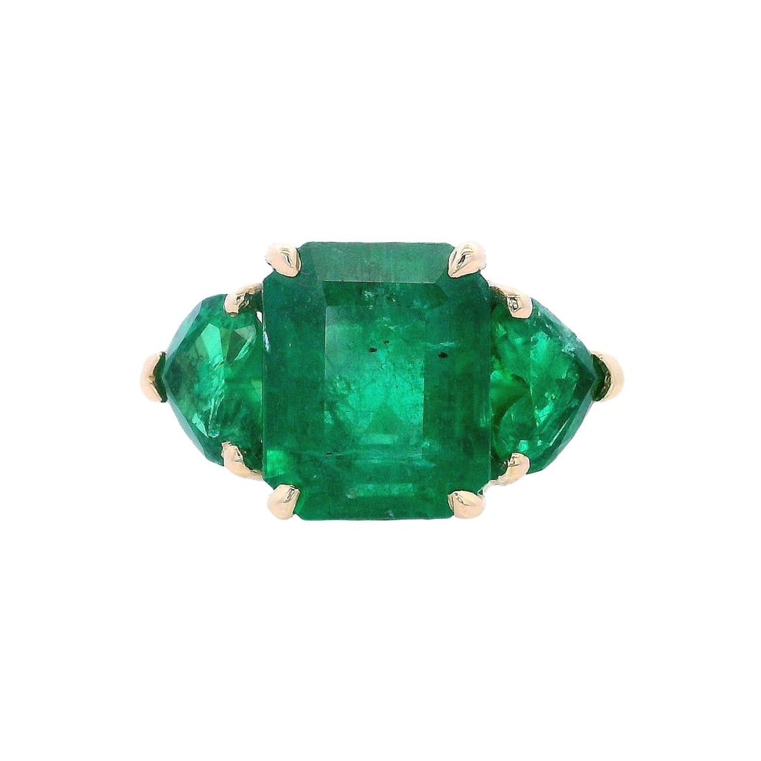 18K Yellow Gold GIA Ring with 5.77 CTW Zambian Emeralds (1 of 8)