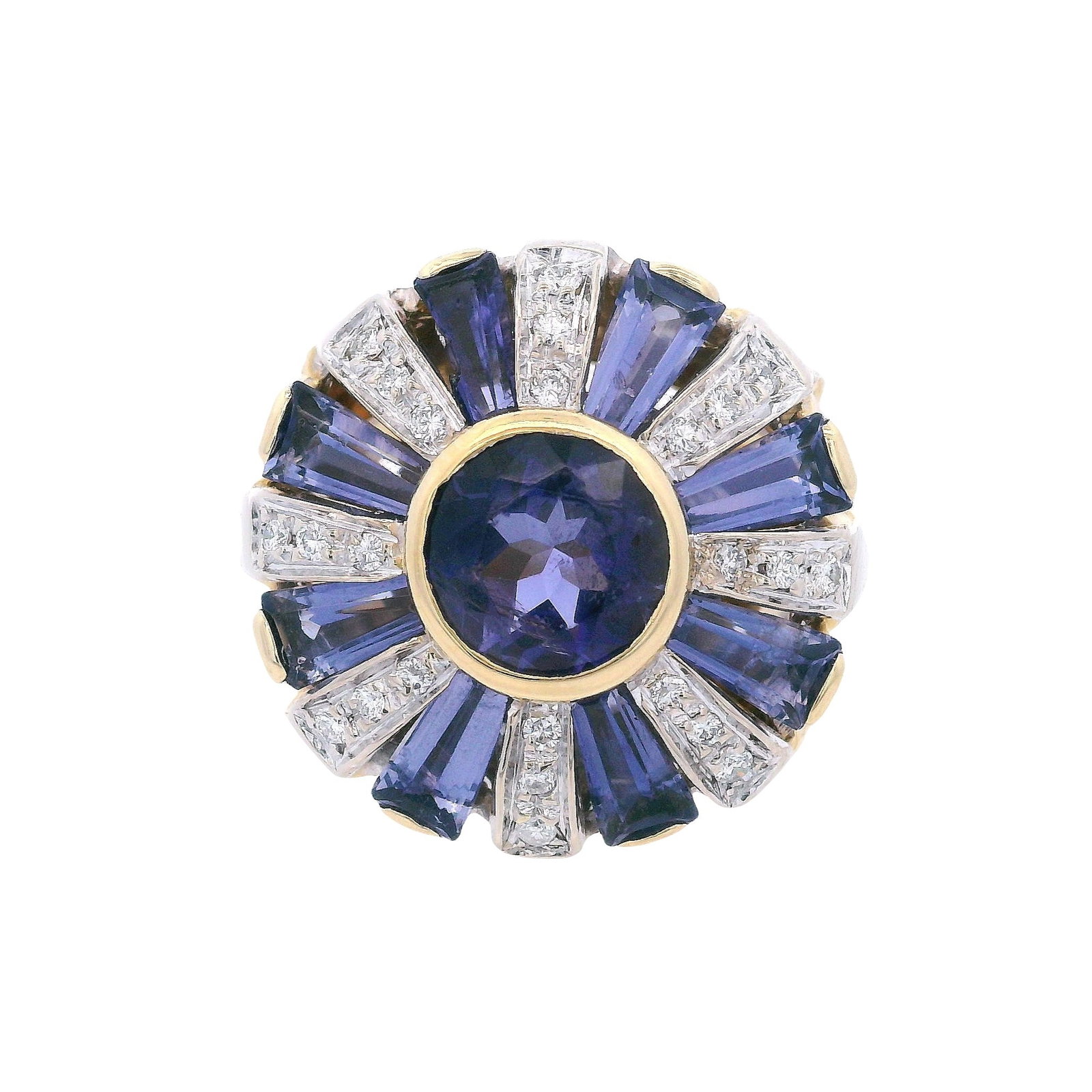 18kt yellow Gold Cocktail ring with 3.20 CTW in Tanzanite & Diamond (1 of 7)