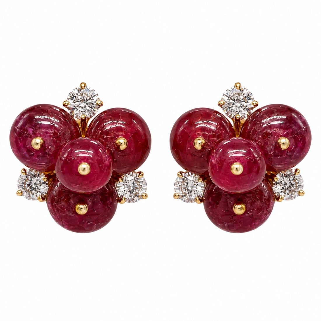 OLGA TRITT 18K Yellow Gold Earrings with 23.80 CTW in Ruby & Diamond (1 of 5)