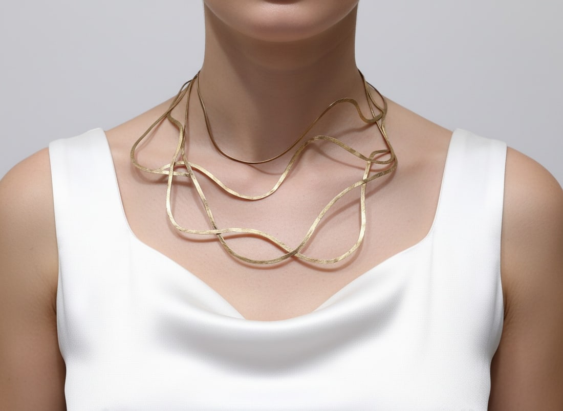 MARGARIDA PIMENTEL Portuguese 19.2 Kt yellow Gold wavy Necklace (1 of 7)