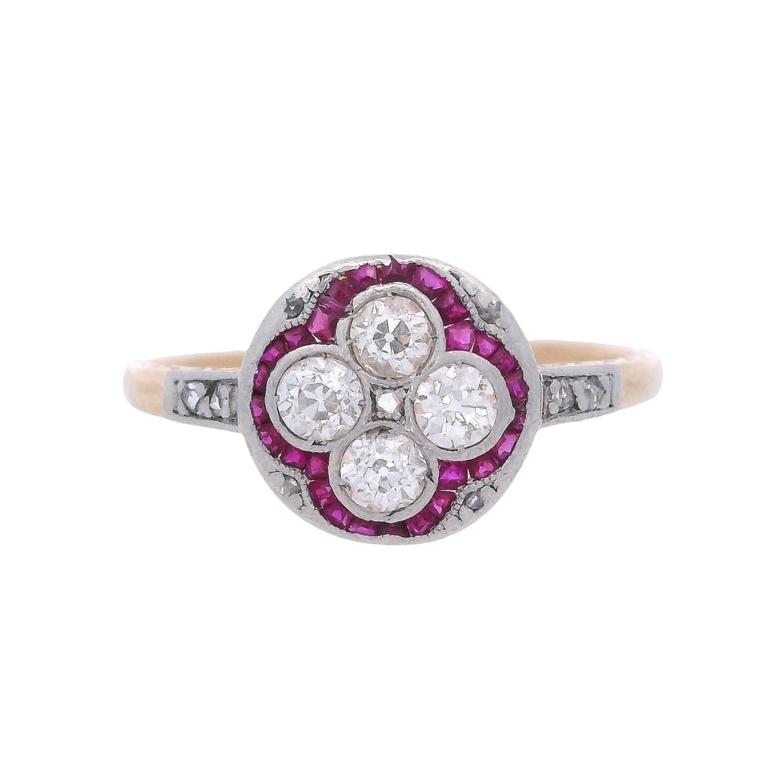 Edwardian 18kt Gold Ring with Diamonds & Rubies (1 of 7)