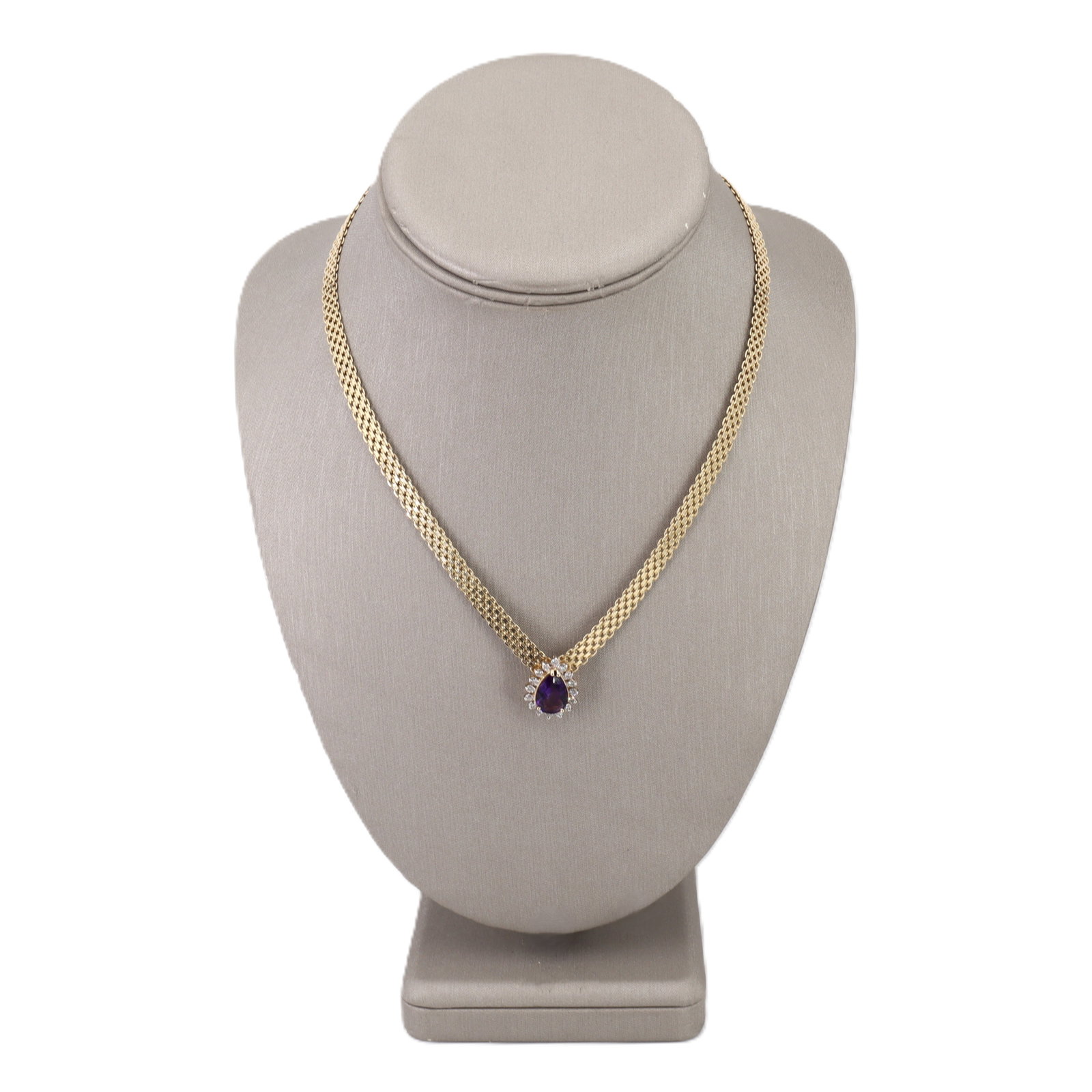 Retro 14K Yellow Gold Necklace with 3.20 CTW in Amethyst & Diamonds (1 of 9)