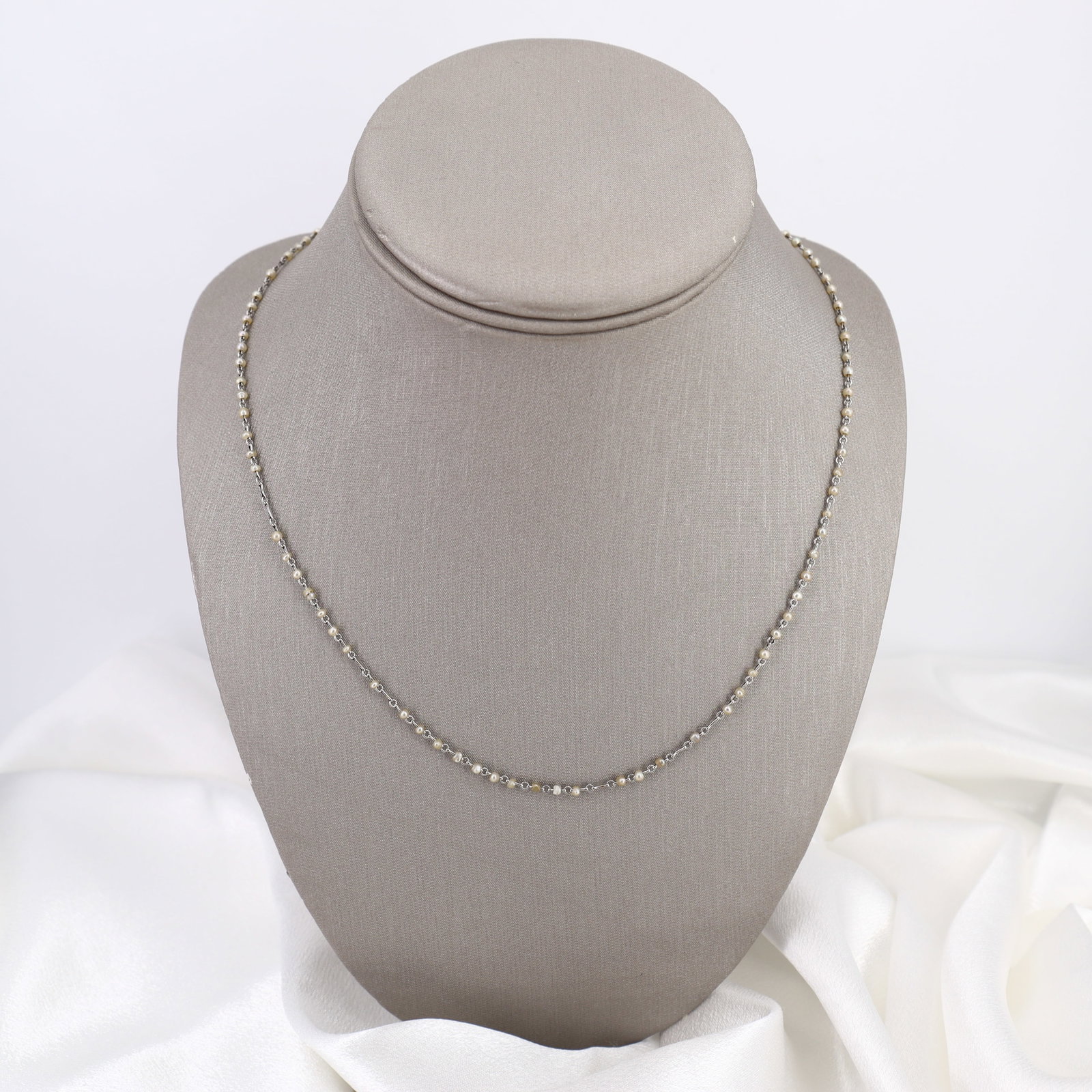 Belle Epoque Antique Platinum Chain with Natural Pearls (1 of 7)