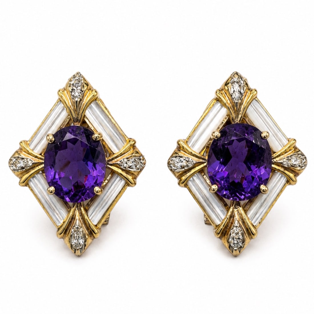 14K Yellow Gold Earrings with 10.20 CTW in Amethyst & Diamond (1 of 5)