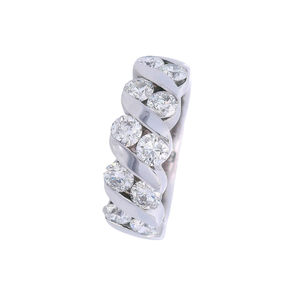 14K White Gold THE LEO Ring with 1.35 CTW Diamonds: Crafted in 14K white gold, this authentic THE LEO ring is set with 10 round brilliant-cut diamonds totaling 1.35 CTW, offering exceptional brightness in crisp E–F color with VS1–SI1 clarit