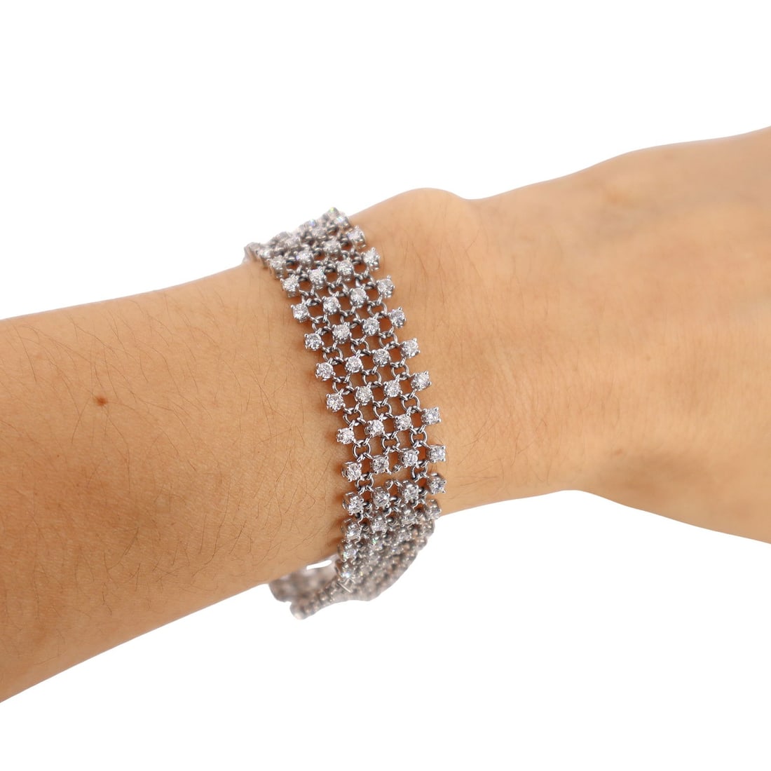 Platinum Mesh Bracelet with 6.40 Cts in Diamonds (1 of 9)