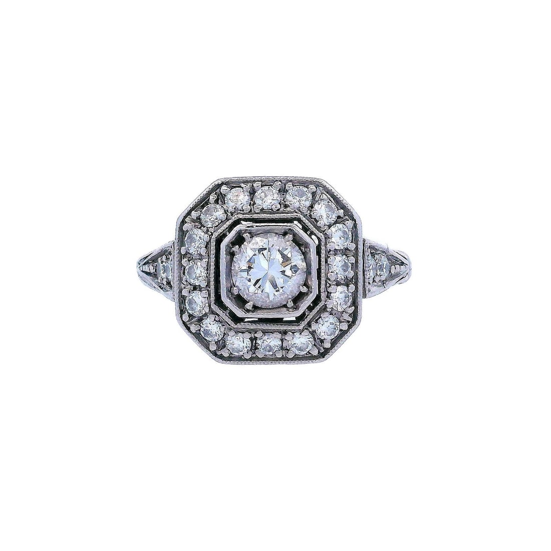 Art Deco style Platinum Ring with Diamonds (1 of 6)