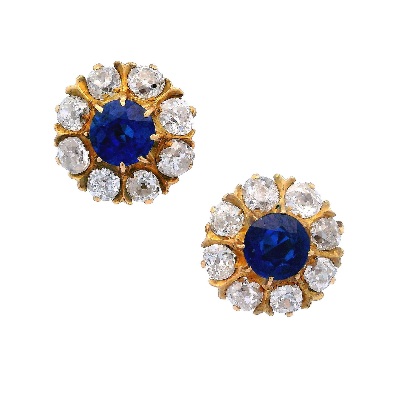 Rosetta Earrings in 18kt Gold with Diamonds and synthetic Sapphires (1 of 6)