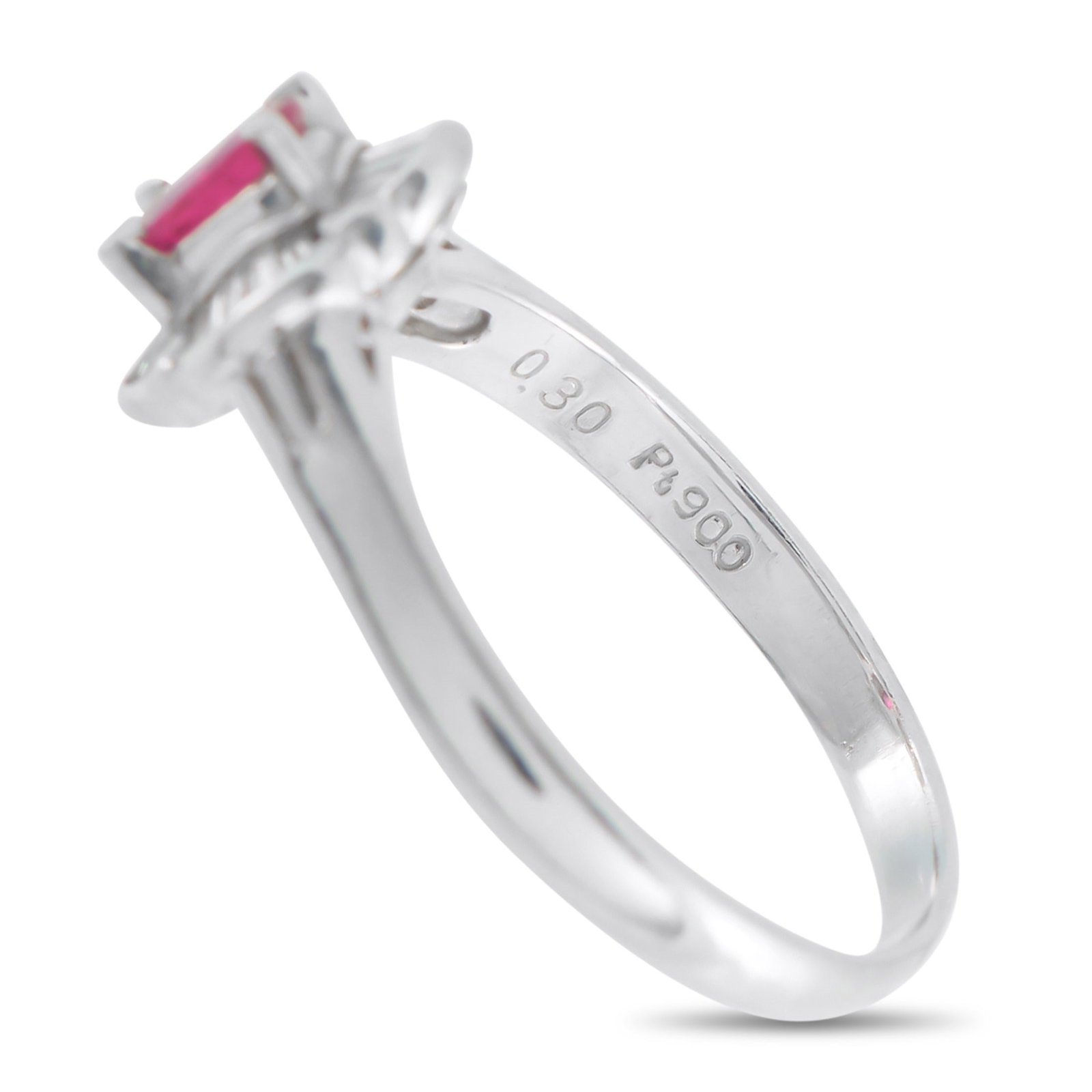 Platinum 0.20ct Diamond and Ruby Ring - 4