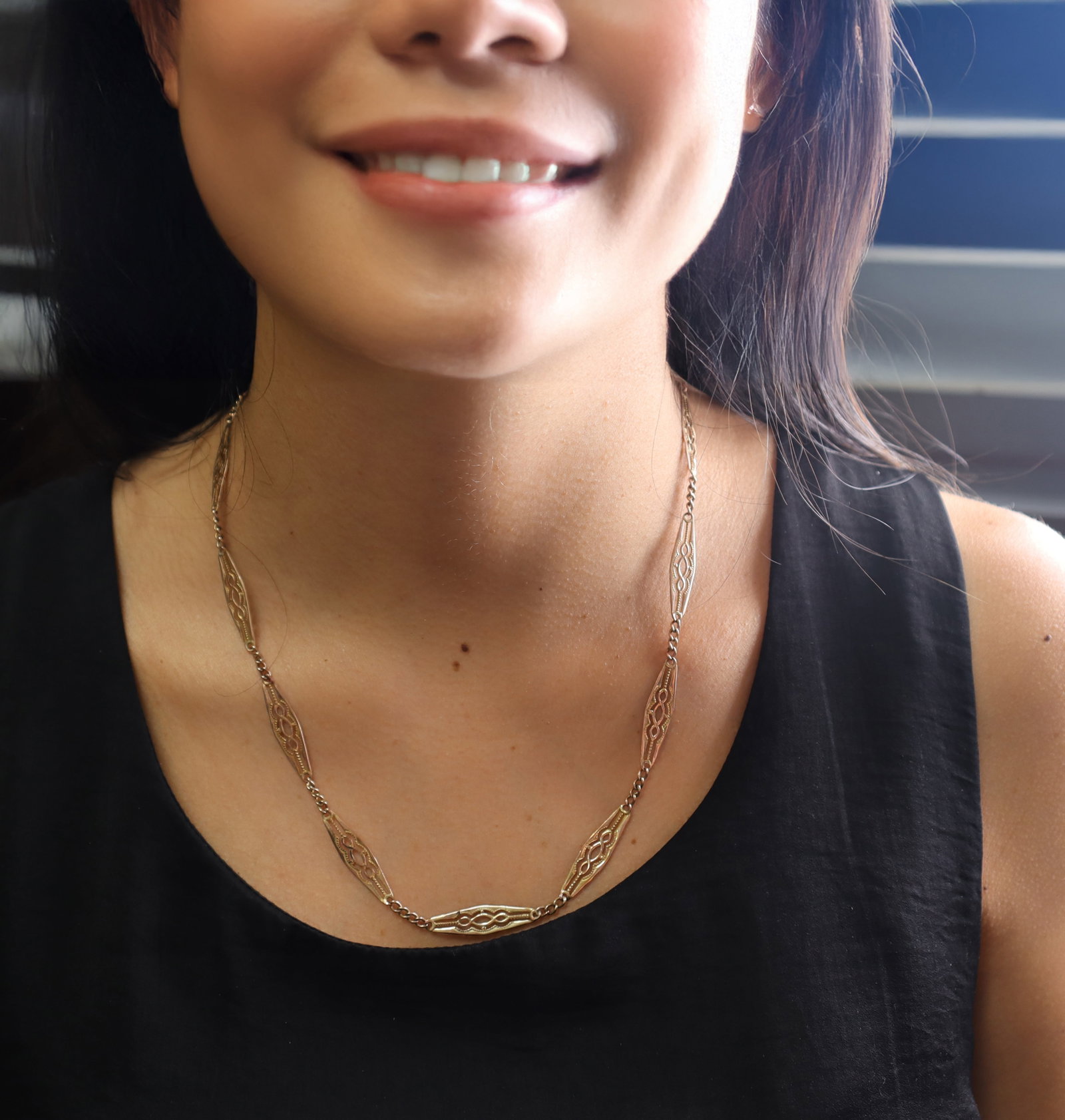 Filigree 18kt Rose Gold Chain Necklace Circa 1900 (1 of 7)