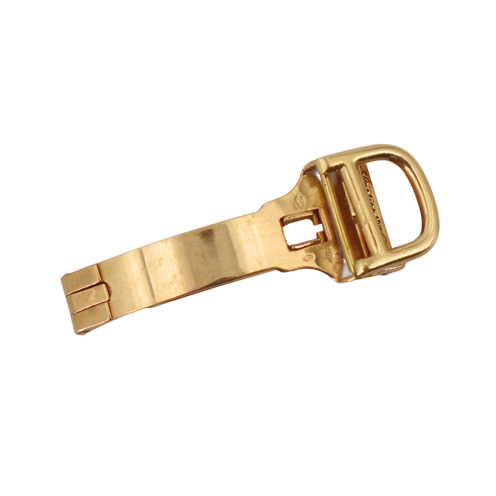 CARTIER Deployment 18kt yellow Gold Clasp Buckle 14mm: Authentic CARTIER 18kt yellow Gold 14mm Deployment Buckle. Total weight: 10.0 grams. Fully stamped with Cartier stamps.
