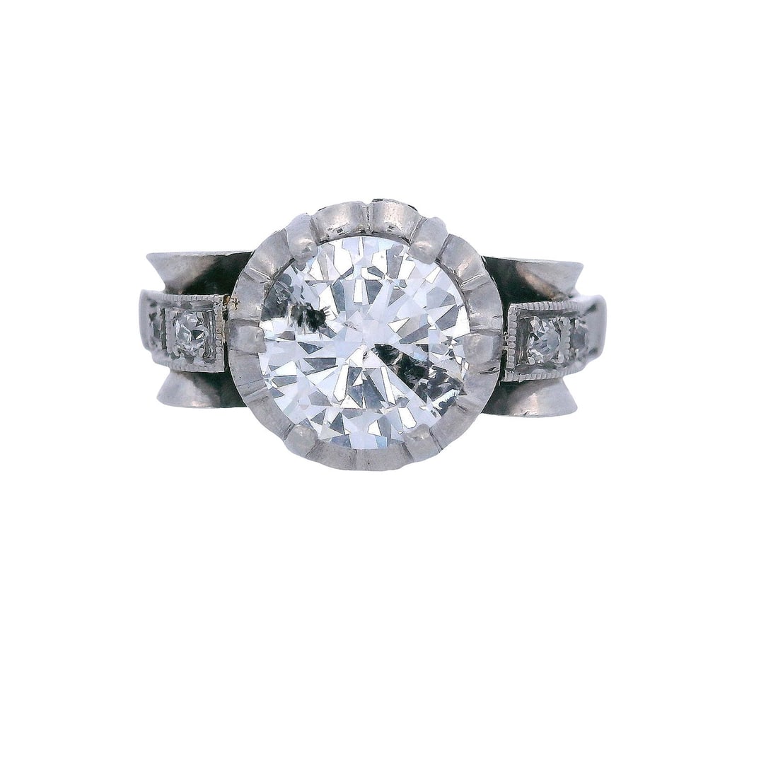 Art Deco 1920 Platinum Engagement Ring with Diamond: This exquisite Art Deco engagement ring in size 5 (resizable) weighs 4.8 grams and is expertly crafted in platinum with a width of 0.36 inches. Features a sparkling European cut diamond (approximately