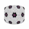18K White Gold Ring with 5.30 CTW in Diamond & Pink Sapphire: 18K white gold diamond and pink sapphire ring set with 11 pink sapphires totaling approximately 0.30 CTW, accented with diamonds totaling approximately 5.00 CTW in E–F color and VS1–SI1 clarity fo
